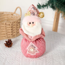 Pink Christmas Figurine Bag with Sequined Hat