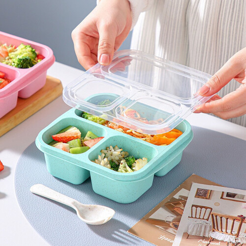 Wheat Straw Bento Box 3-Compartment Reusable Lunch Container 1