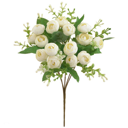 Mini bouquet di ranuncoli in seta artificiale con gypsophila. 1