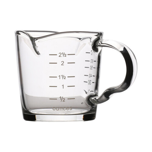 Doppelt ausgießbarer Messkrug aus Glas mit Griff, 100 ml 2