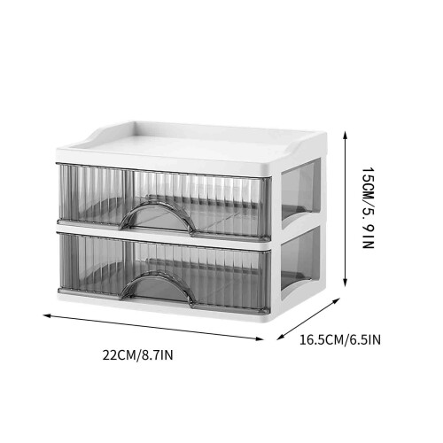 Transparent Rectangular Desktop Storage Box with Drawers 12L 1