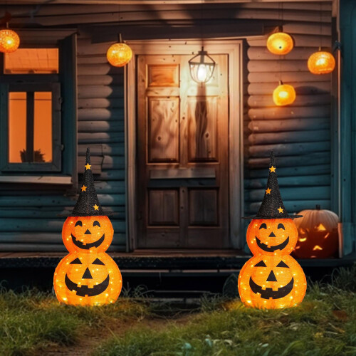 Decoração de Abóbora de Halloween Iluminada com 1,5 m e 100 LEDs 1