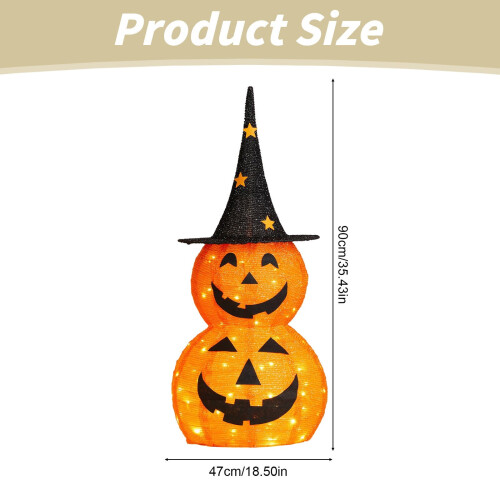 Decoração de Abóbora de Halloween Iluminada com 1,5 m e 100 LEDs 2