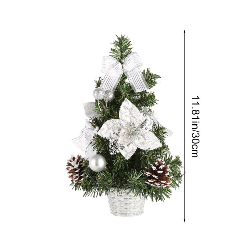 30cm Pre-Decorated Mini Christmas Tree Silver 1