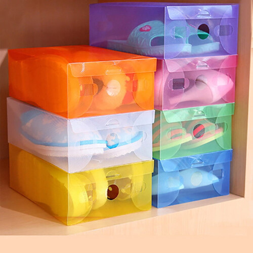 Clear Shoe Storage Boxes Foldable Stackable 5 pcs 10.8 x 2