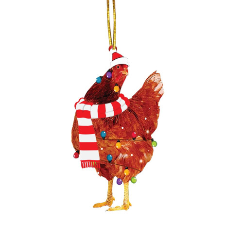 Pendentif décoratif en acrylique en forme de poulet, 8 cm