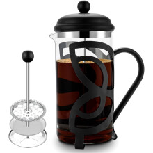 Cafetière à piston 34 oz, verre et acier inoxydable,