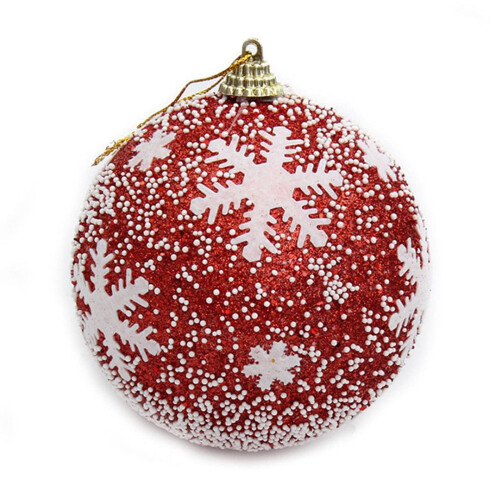 Rode plastic kerstbal, 8 cm, 1 stuk