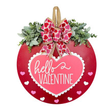 Panneau de porte en bois pour la Saint-Valentin, 30 x 30 cm, guirlande rustique