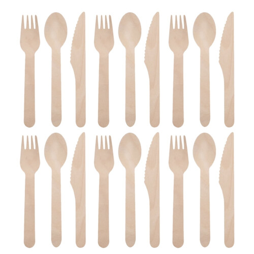 Wooden utensils for eating 100 pcs