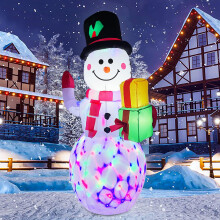 Décoration de bonhomme de neige gonflable de 1,5 m avec lumières LED rotatives