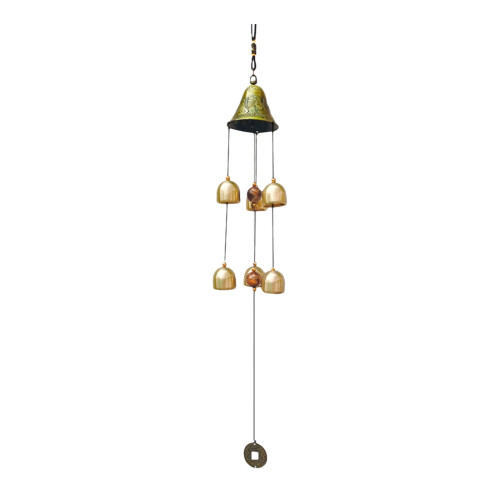 Sino de vento metálico para decoração interna e externa, 55 cm, dourado