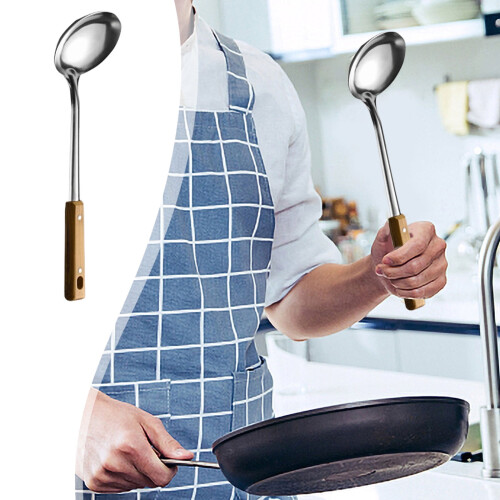 Espátula para wok de acero inoxidable 304 con mango extralargo