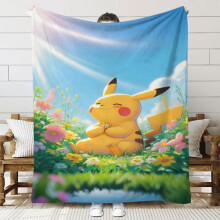 Couverture en flanelle Pikachu, douce et légère, toutes saisons