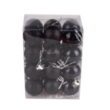 Black Ball Ornaments Shatterproof 3cm 24pcs