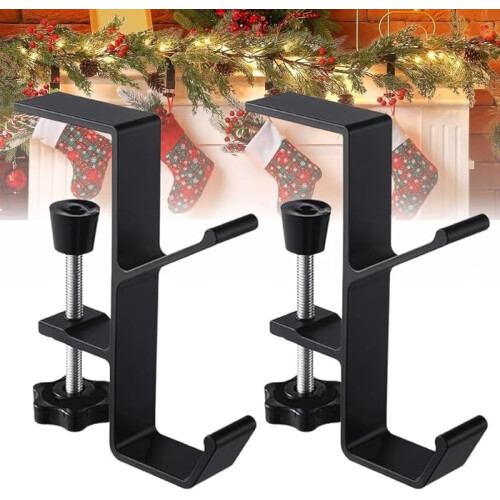 Mantel Garland and Stocking Holders White 4 pcs