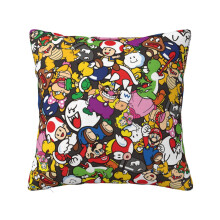 Obliečka na vankúš s kresleným filmom Super Mario, polyesterový zamat, 45x45 cm