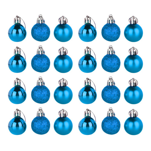 Juletre-anhengskuler 3 cm plast 24-pakning