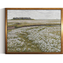 Cuadro decorativo de pared vintage sobre un campo de flores silvestres, 14 x 11 pulgadas.
