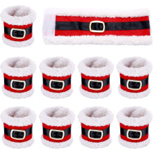 8 ronds de serviette de Noël avec motif de ceinture de Père Noël