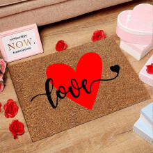 Tapis de porte en forme de cœur pour la Saint-Valentin, 40 x 60 cm, antidérapant et lavable.