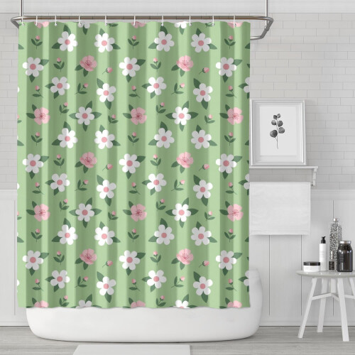 Κουρτίνα ντους με floral εκτύπωση 72x84 ίντσες, αδιάβροχη