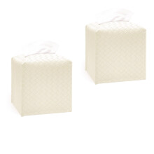 Lot de 2 étuis à mouchoirs en similicuir beige carré