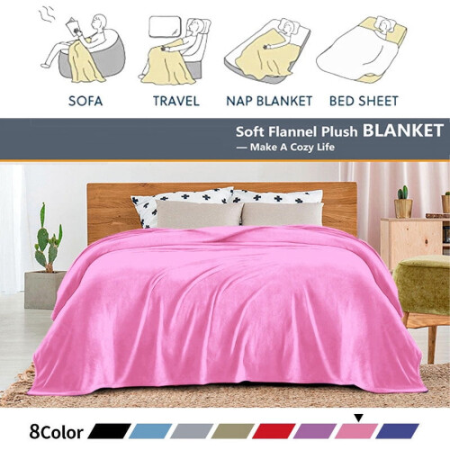 Plaid en flanelle rose 152 x 203 cm