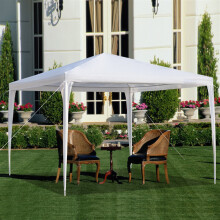 Tenda de exterior com cobertura de 3m x 3m com estrutura de aço, branca.