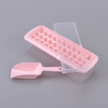 Forma de gelo de silicone de qualidade alimentar com tampa, recipiente e pá.