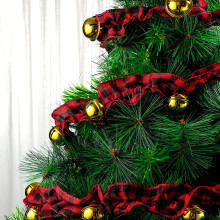 Guirlanda rústica de sinos de Natal com estampa xadrez búfalo, 2,74 m de altura