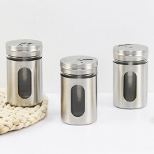 Pot à épices en acier inoxydable avec fenêtre en verre et couvercle pivotant