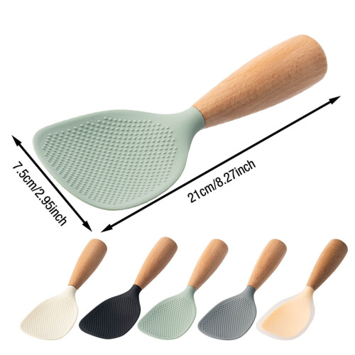 Silicone Rice Paddle with Wooden Handle 1 Piece 2