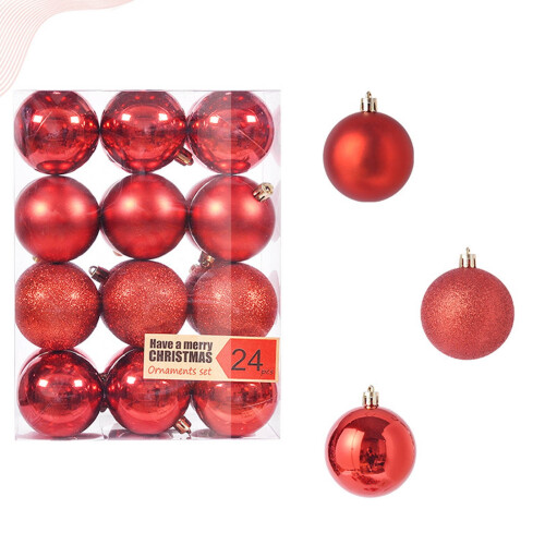 Julekuglepynt 30 mm plastik 24 stk.