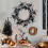 Černý plastový halloweenský věnec s dekorací netopýra 45 cm 2