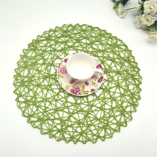 Green Round Paper Cord Placemats Braided 3 pcs 2