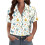 Women's Button-Down Shirts, Short Sleeve, V-Neck,-Turquoise M 2