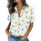 Women's Button-Down Shirts, Short Sleeve, V-Neck,-Turquoise M 3