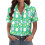 Women's Button-Down Shirts, Short Sleeve, V-Neck,-Turquoise M 4