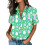 Women's Button-Down Shirts, Short Sleeve, V-Neck,-Turquoise M 5