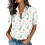 Women's Button-Down Shirts, Short Sleeve, V-Neck,-Turquoise M 6