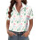 Women's Button-Down Shirts, Short Sleeve, V-Neck,-Turquoise M 7