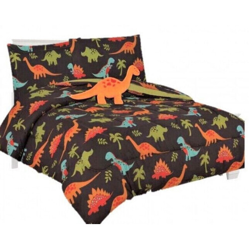 Dinosaur brown twin bedding set with comforter, sheet, 1
