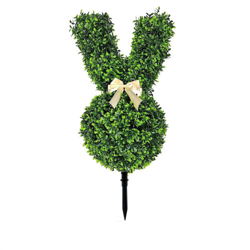 Topiaria em forma de coração de buxo com laço branco, 74 cm (29 polegadas) 1