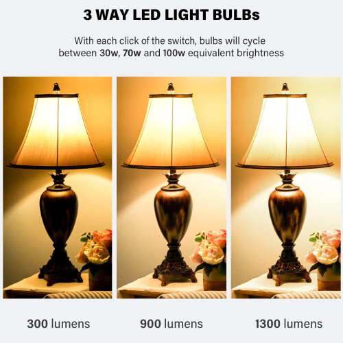 Λαμπτήρες LED 3 δρόμων A19 3W/8W/10W απαλό λευκό 2700K E26 Συσκευασία των 4 2