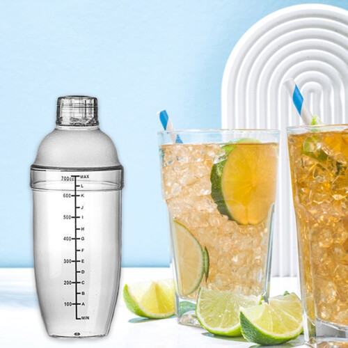 Coctelera de plástico transparente con escala de medición de ABS 1