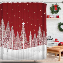 Christmas forest snow shower curtain waterproof 12 hooks