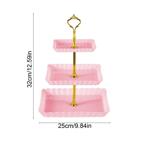 3-Tier Fruit and Candy Display Stand Green White Pink 13.38 2