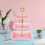 3-Tier Fruit and Candy Display Stand Green White Pink 13.38 4