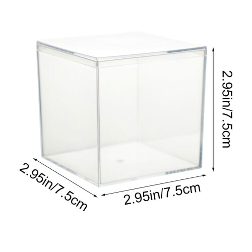 Clear Plastic Cube Storage Box with Lid – 7.5 cm, 12-Pack 2